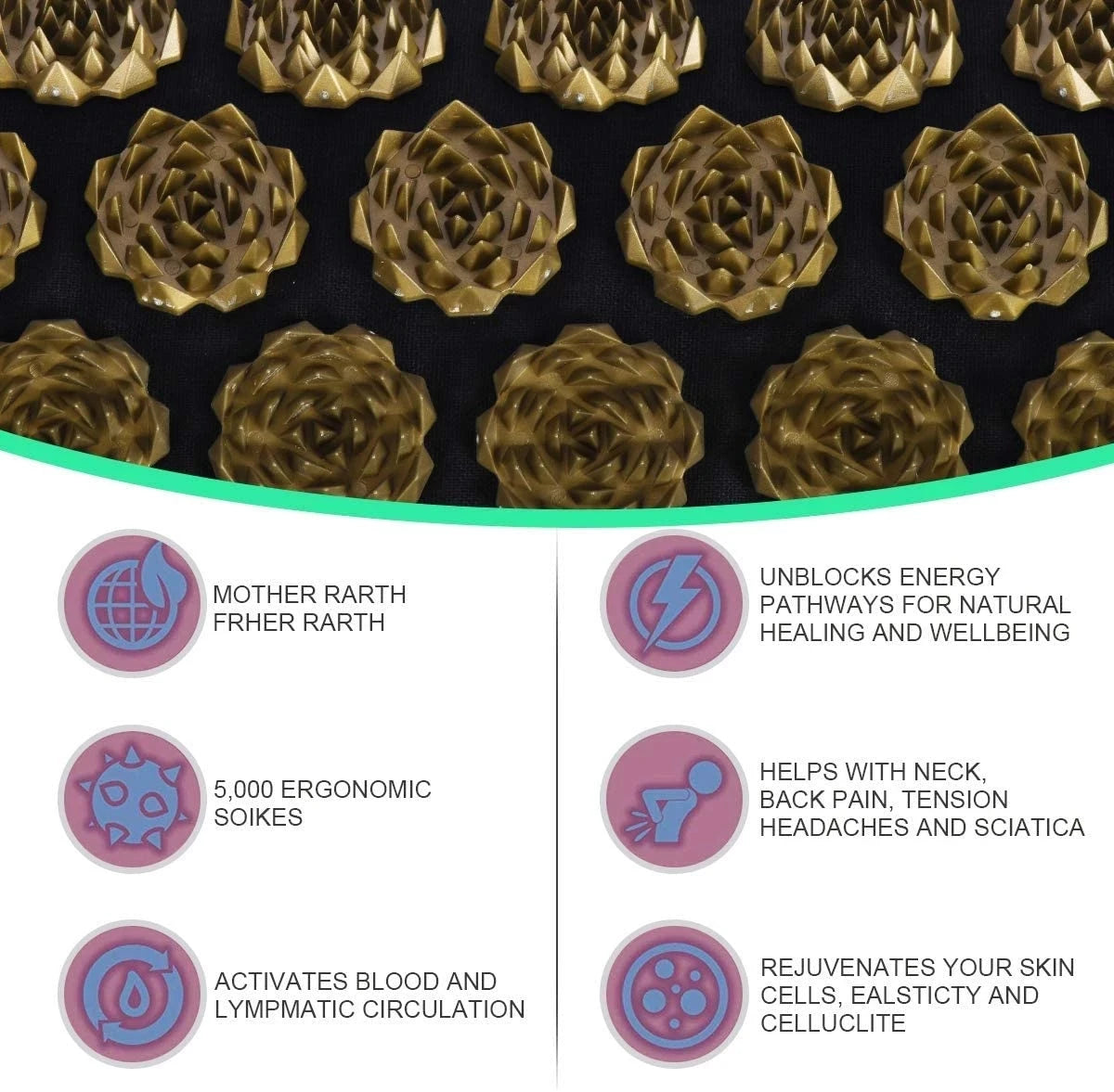 Acupressure Yoga Mat & Pillow - Ultimate Relaxation & Relief with ergonomic acupressure points for stress relief and wellbeing