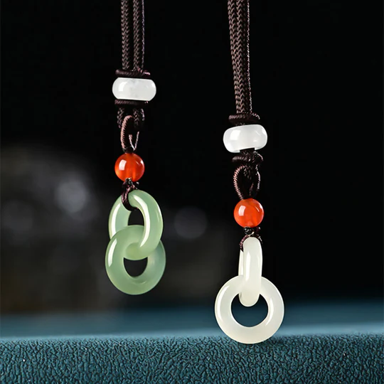 Buddha Stones Natural Hetian Cyan Jade White Jade Double Peace B